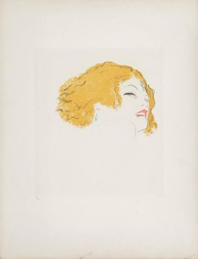 null Marcel VERTES (1895-1961)
Jeune blonde de trois quart,
Eau-forte en couleurs,...