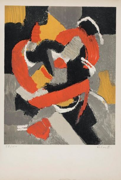 null Jean-Marie CALMETTES (1918-2007)
Compositions
Three colour lithographs, one...