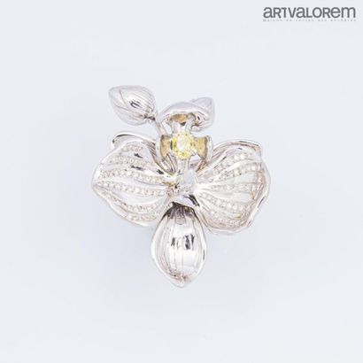 null EDEENNE
Bague en or gris 750°/°° modèle " Fleur d'orchidée" sertie d'un diamant...