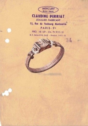 null Douze dessins de bijoux: montre, bagues et broches des années 40-50 sur papier...