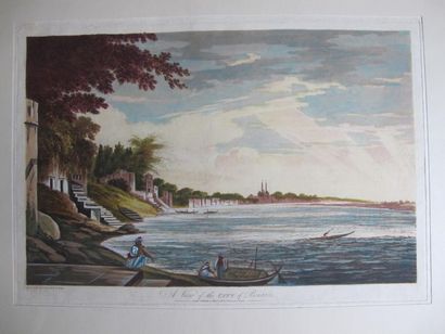 null W.HODGES (1744-1797) 
Trois aquatintes rehaussées représentant des vues d'Inde...