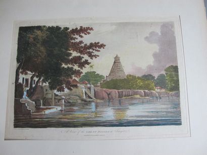null W.HODGES (1744-1797) 
Trois aquatintes rehaussées représentant des vues d'Inde...