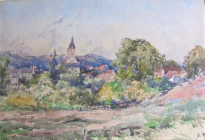William THORLEY(1857-1935) Village
view 
Watercolor...