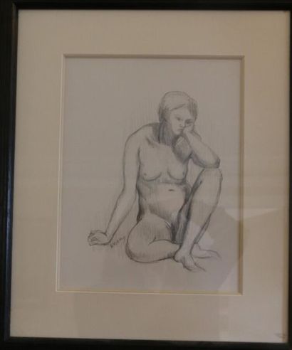 null H.Benod (XXe siècle)
Femme nue assise. 
Crayon sur papier, signé en bas à gauche....