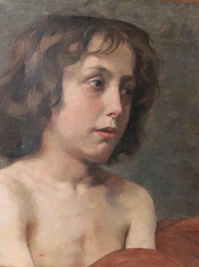 null Ecole du XIXe siècle
Portrait de jeune garçon. 
Huile sur toile (restauré rentoilé).
...