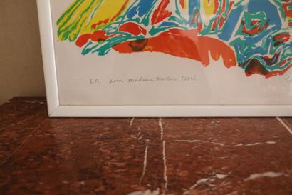 null Yasse Tabuchi (1921-2009). 
Lithographie, composition abstraite, signé en bas...
