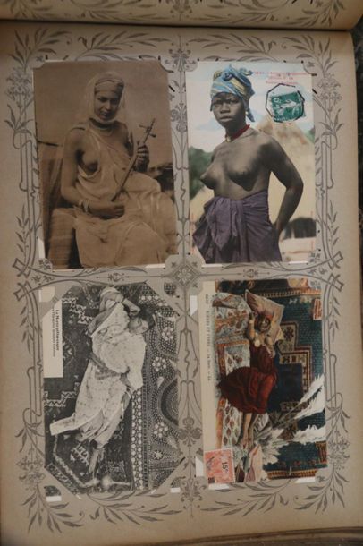 null Deux albums de cartes postales et lot de cartes postales touristiques, Afrique...