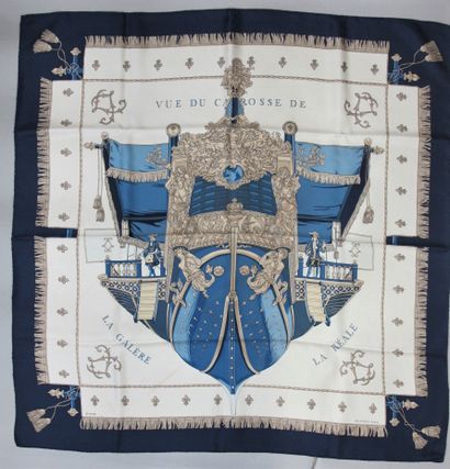 null HERMÈS Paris

Printed silk square, titled "View from the coach of galley la...