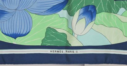 null HERMÈS Paris

Printed silk square, titled "Fleur de Lotus" by Christiane Vauzelles...