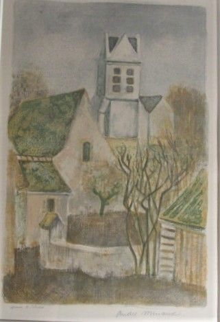 null André MINAUX (1923-1983).
Eglise
Epreuve d'artiste. 
67 x 32 cm