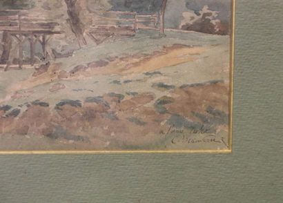 null C.Beauverse.(XXe).
Paysage, aquarelle à Paris, signée.
24 x 32.5 cm.
