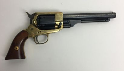 null Revolver à poudre noire calibre 36, 
Carcasse bronze, 
Fabrication contemporaine,...