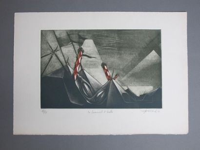 null Michel EISENZOPF (1938)
"the glazier" 
Etching and aquatint on arches paper,...