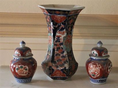null China, quadrangular porcelain vase with white, blue decoration, mounted as a...