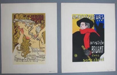 null Huit planches de Toulouse Lautrec, Muscha, William Bradeley et Cheret
numérotées.
50...