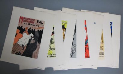 null Huit planches de Toulouse Lautrec, Muscha, William Bradeley et Cheret
numérotées.
50...