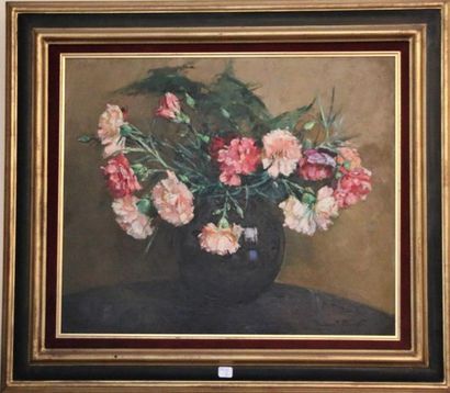 null Maurice Perrot (XXème). Bouquet de fleurs, huile sur toile.