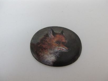 null Neuf miniatures ovales en métal à décor émaillé polychrome de chiens, renard,...
