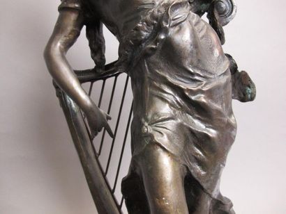 null D'après Hippolyte François MOREAU (1832-1927).
Jeune fille à la harpe en régule...