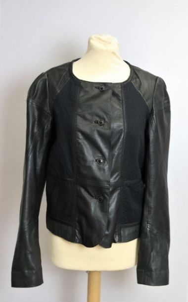 null Vanessa BRUNO
Jacket in black leather and black embossed cotton, button front,...