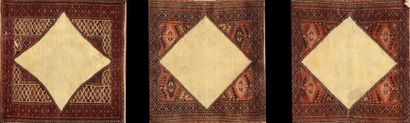 null Set of three Turkmen carpets (Iran) mid 20th century
Wool velvet on cotton foundations...