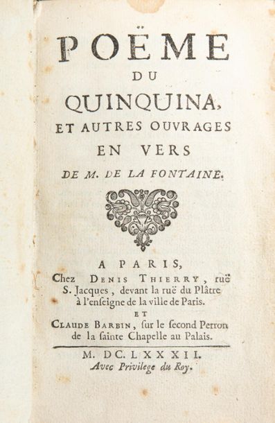 Jean de LA FONTAINE. Poëme du quinquina and...