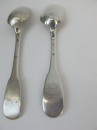 null Eight forks (one tooth missing on one) and two silver spoons XVIIIth century...