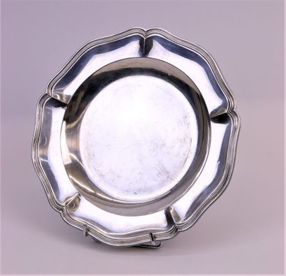 null Round plate in silver 950°/°°° with contoured edges, threaded model. 

Minerva...