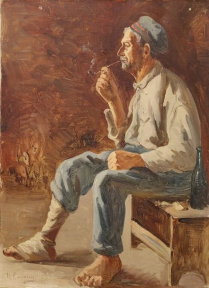 null REYNAUD Marius Gustave (1860-1935) 

Portraits de vieux marins pêcheurs algérois...