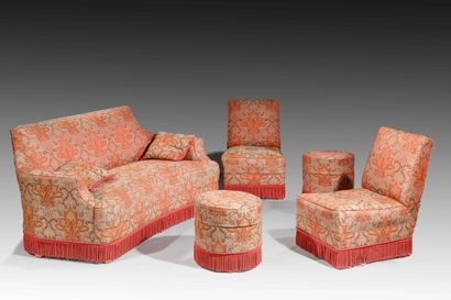 null Living room furniture comprising: a sofa, two chairs, two footstools and two...