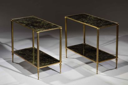 Pair of gilt brass and agglomerated glass...