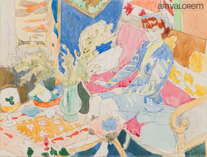 null LEGUEULT Raymond (1898-1971)

Jeune femme en bleu au canapé

Gouache sur papier,...