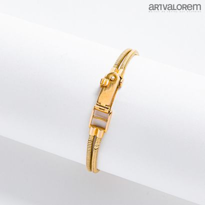 null Montre bracelet de dame en or jaune et gris 750°/°° cadran postérieur et mouvement...