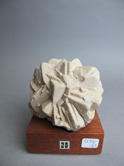 null Two Calcite roses from Belle Croix (France)

H. 10 and 12 cm

On wooden bas...