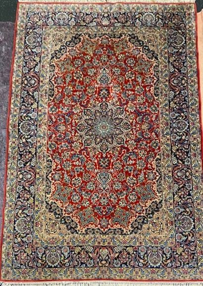 null Large and fine Esfahan (Iran) around 1975. 

Wool velvet, lamb, quality, on...