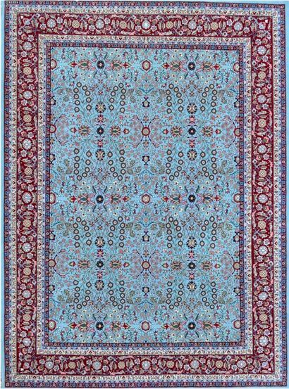 null Large and thin carpet Hereke (Turkey) around 1975.

Wool velvet on cotton foundation.

Azure...