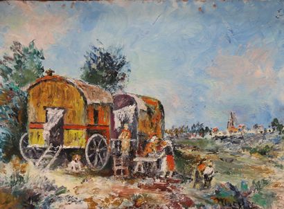 null French School of the 20th Century


The trailer, gouache on panel.


30 x 43...