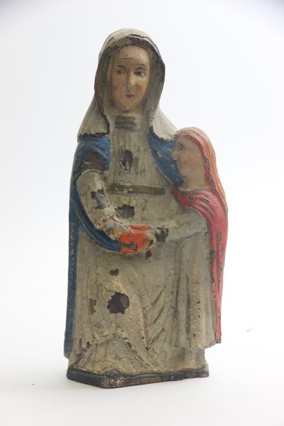 null Carved polychrome wood group depicting the Virgin and Saint Anne.


H. 33,2...