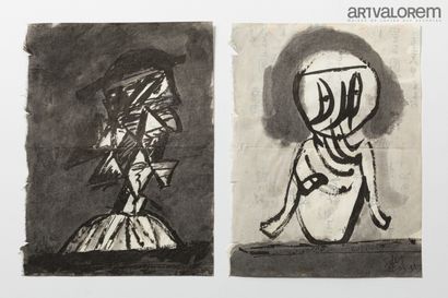 SILVA Julio (1930-2020) 
Deux dessins à l'encre...
