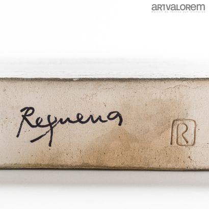  REQUENA Marianne ( Born in 1943 ) 
Rectangular sculpture in white clay with white...