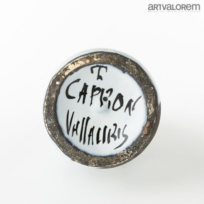 null ROGER CAPRON (1922-2006)

Enamelled ceramic "Eau de vie" bottle with painted...