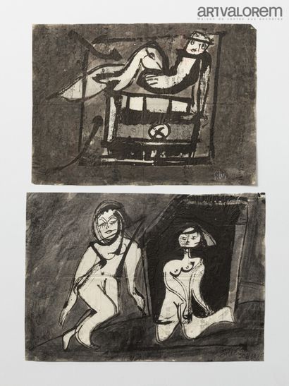 SILVA Julio (1930-2020) 
Deux dessins à l'encre...