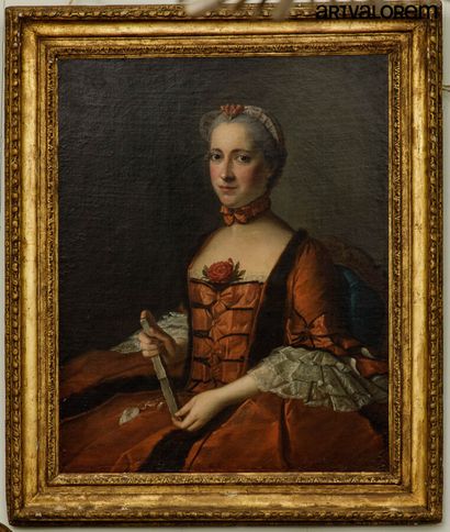 null Ecole française du XVIIIème siècle

Portrait de femme à l'éventail et une rose...