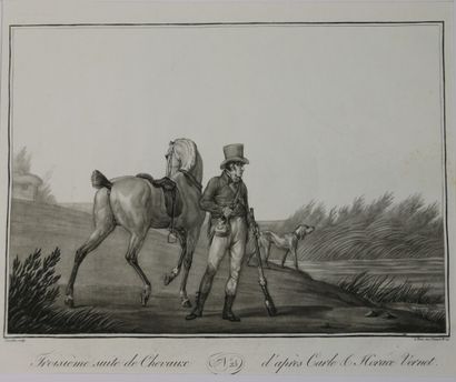 null After Carle and Horace VERNET

Four aquatints in black from the "suite of horses".

36...