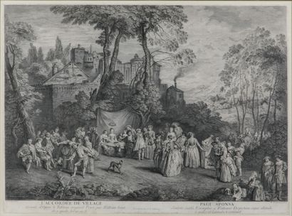 null D'après Antoine WATTEAU (1684-1721) gravé par Larmesin

L'accordée de village

Gravure...
