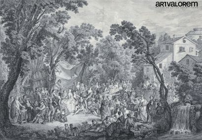 null d'après Antoine WATTEAU (1684-1720) gravé par Cardon

La noce de Village 

à...