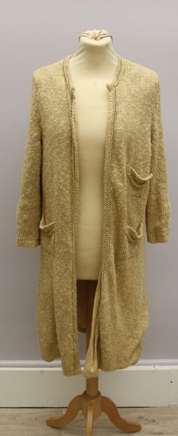 null FRANCK NAMANI 

Gilet long en lin et lin coton jaune-beige, avec chaînette dorée,...