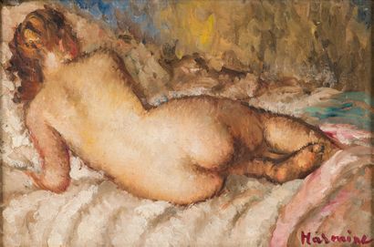 null Paulette HARMINE 20th century

Nude of back lying down.

Oil on canvas signed...