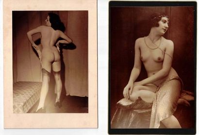 null Charm, eroticism, nude studies. Circa 1920-50. Set of about twenty prints pasted...