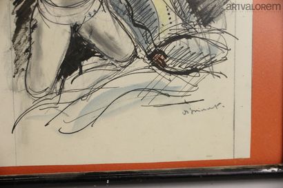 null André DIGNIMONT (1891-1965)

Scène érotique, dessin à la plume rehaussé d'aquarelle,...